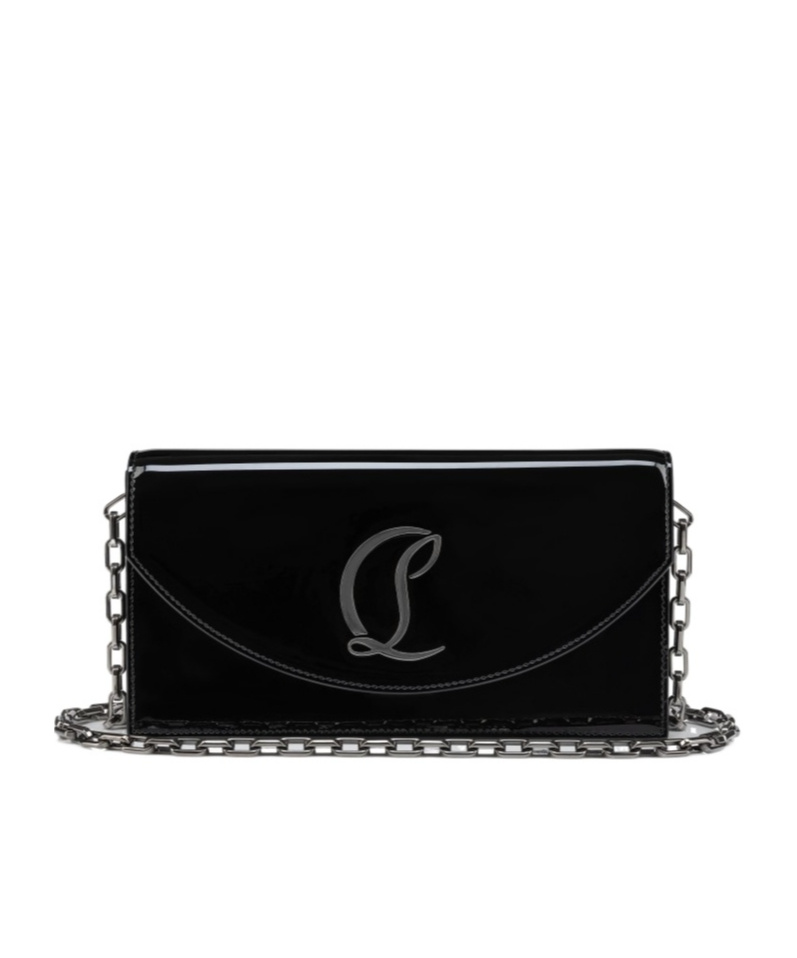 Christian Louboutin Loubi54 Flap Patent Leather Clutch Bag In Black
