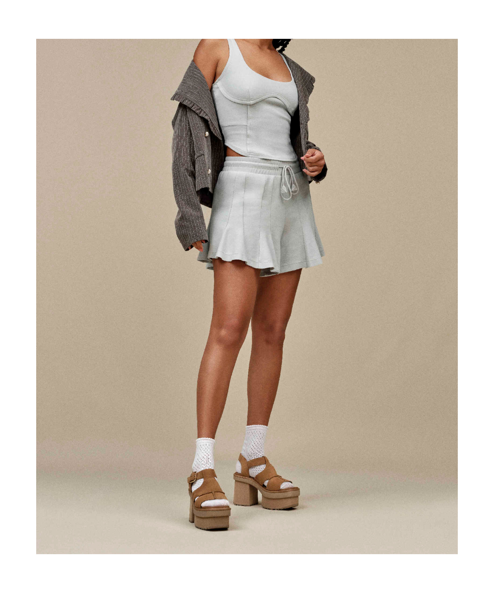 Ugg Platform T-strap Sandal In Brown