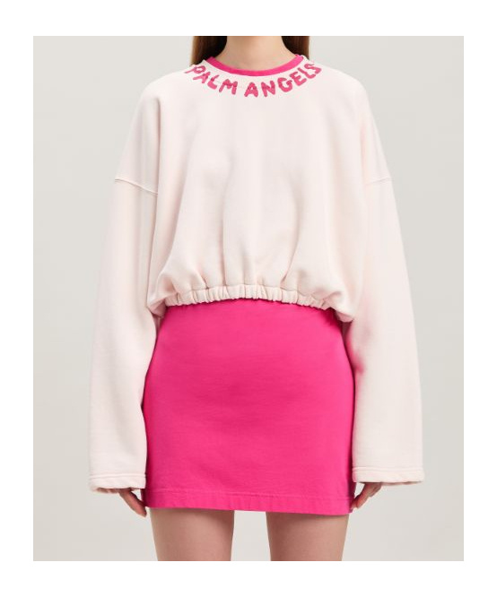 Palm Angels Bold Logo Cropped Sweatshirt In Light Pink