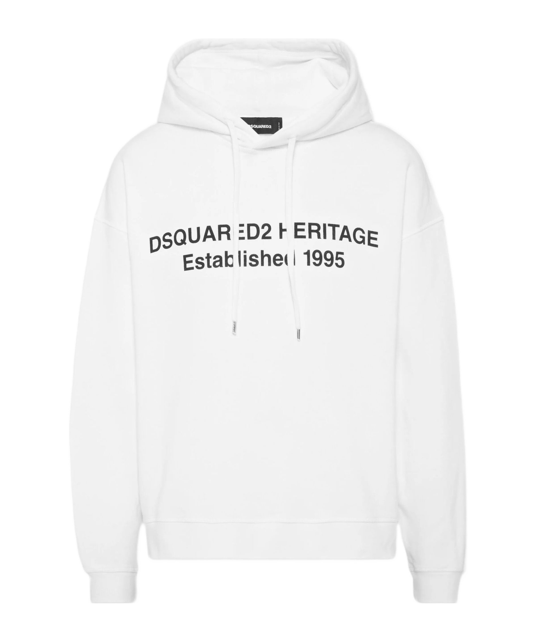 Dsquared2 Relax Fit Heritage Drawstring Hoodie In White