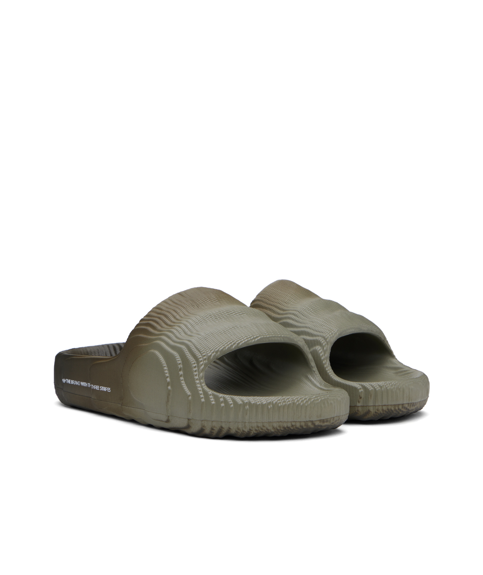 Adidas Originals Gray Adilette 22 Slides In Silver Pebble/shadow Olive/off White