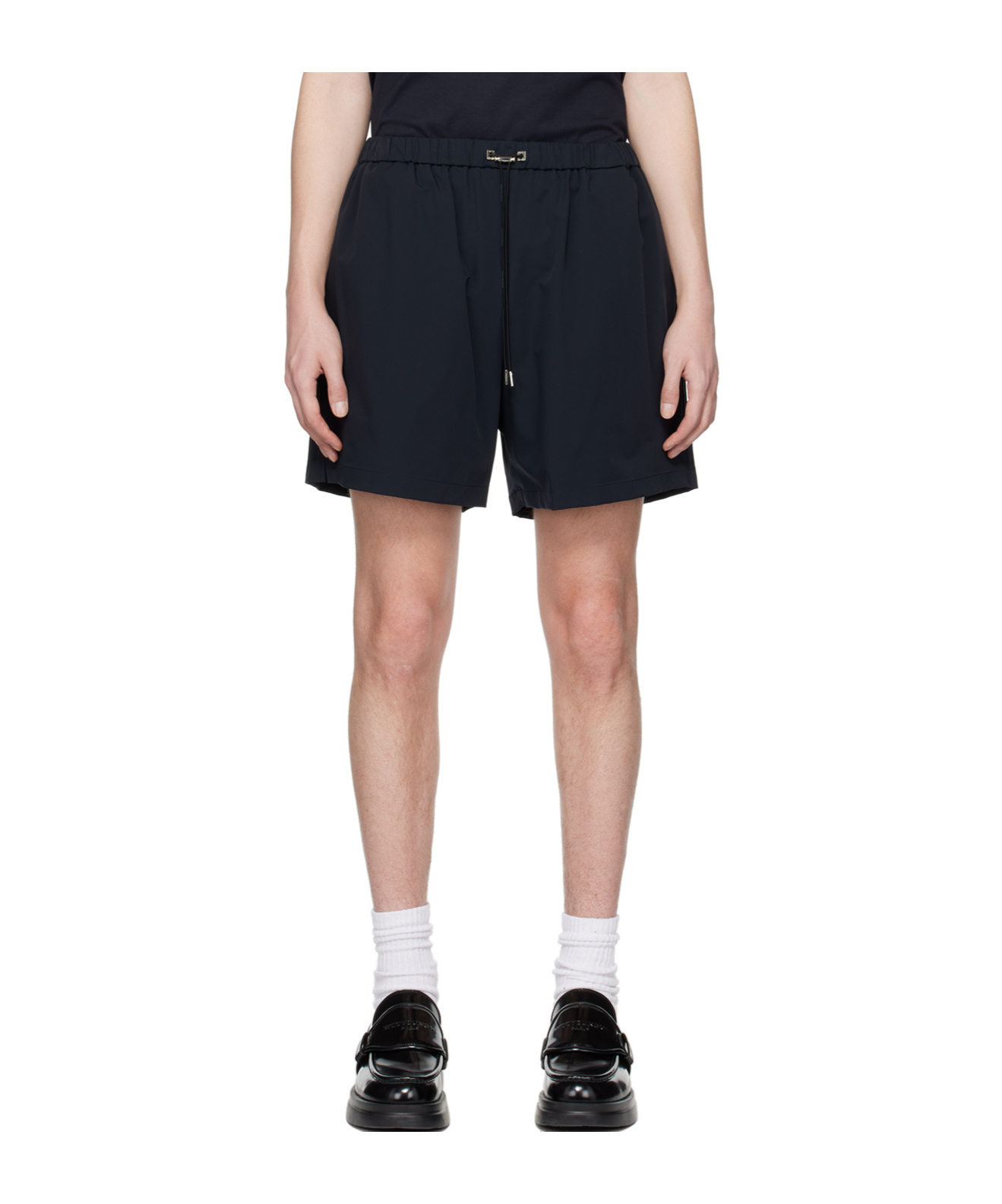 Wooyoungmi Navy Drawstring Shorts In Black