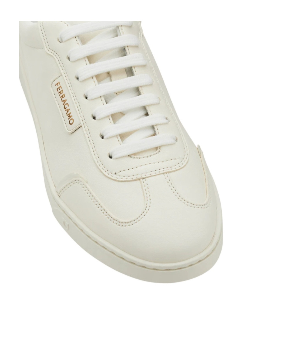 Ferragamo Suede-panelled Leather Sneakers In Metallic