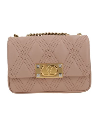 Valentino Garavani Rockstud Foldover Top Shoulder Bag In Brown