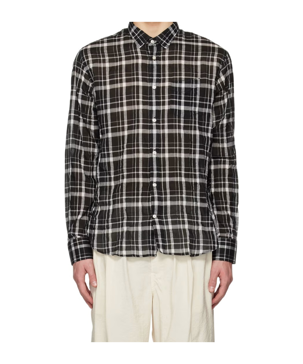 Officine Generale Check Pattern Shirt In Black