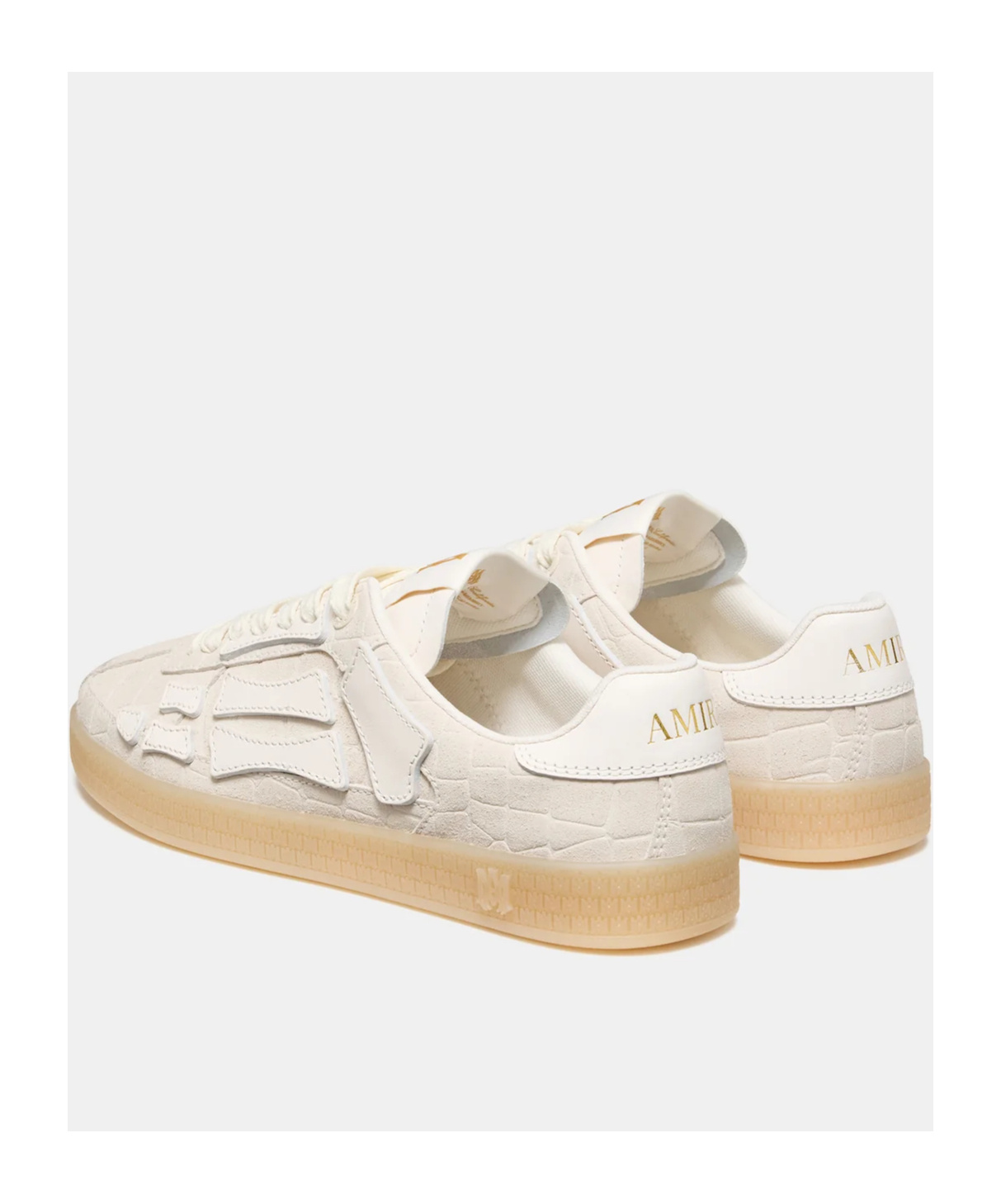 Amiri Off-white Croc Debossed Pacific Bones Sneakers In White