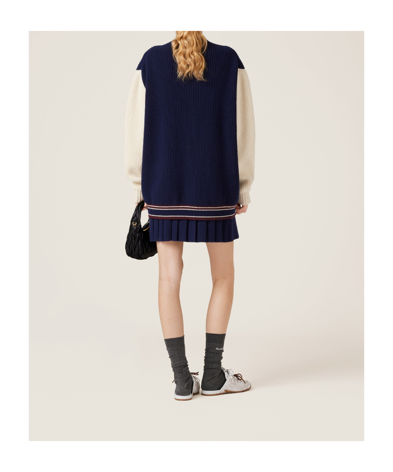 Miu Miu Ribbed-knit Cardigan In Black