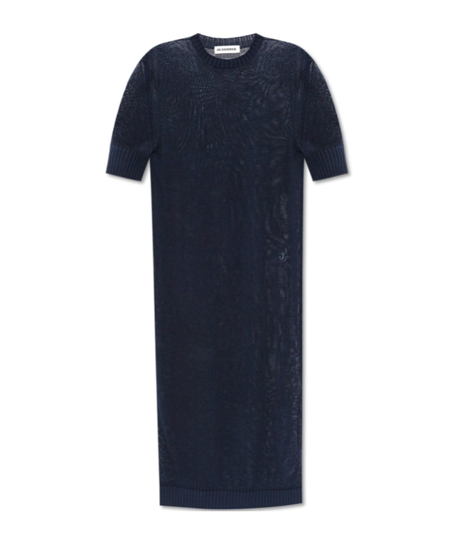 Jil Sander Knitted Midi Dress In Blue