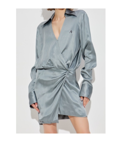 Attico Grey Mini Dress In Gray