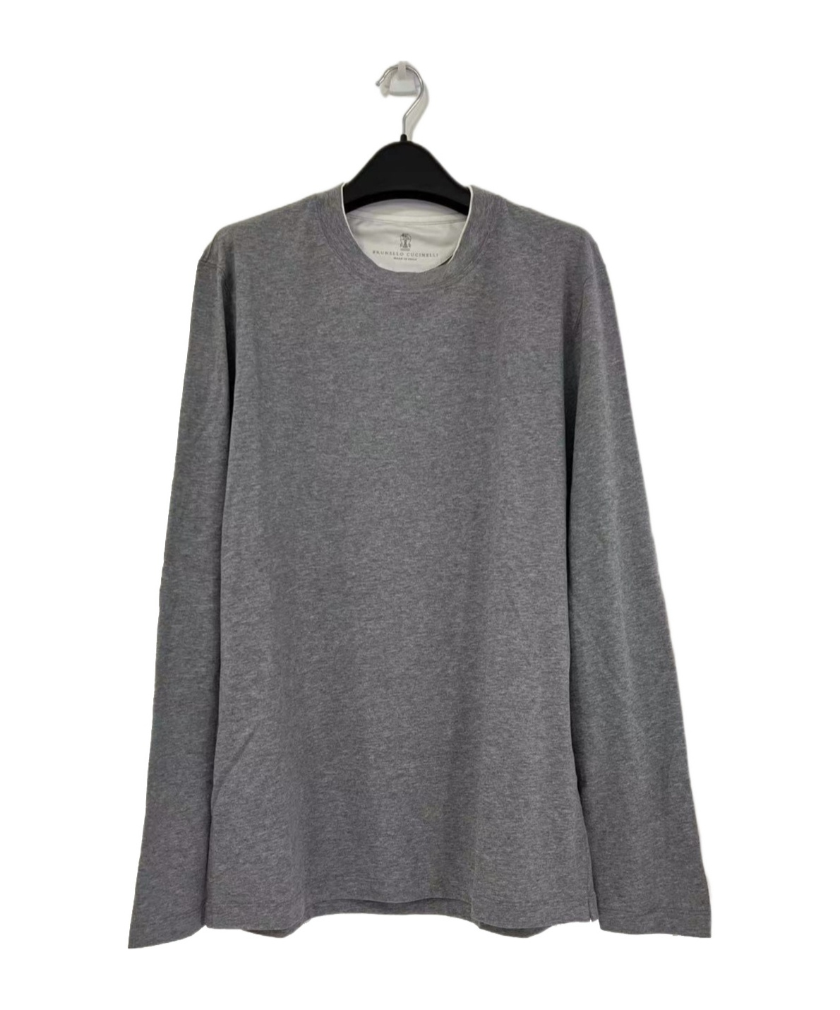 Brunello Cucinelli Round Collar And Long-sleeved T-shirt In Gray