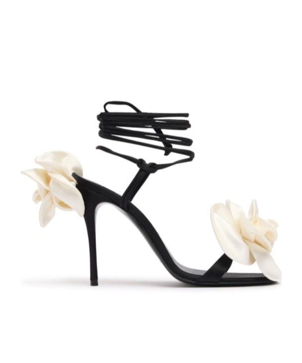Magda Butrym 105 Double Flower Satin Sandals