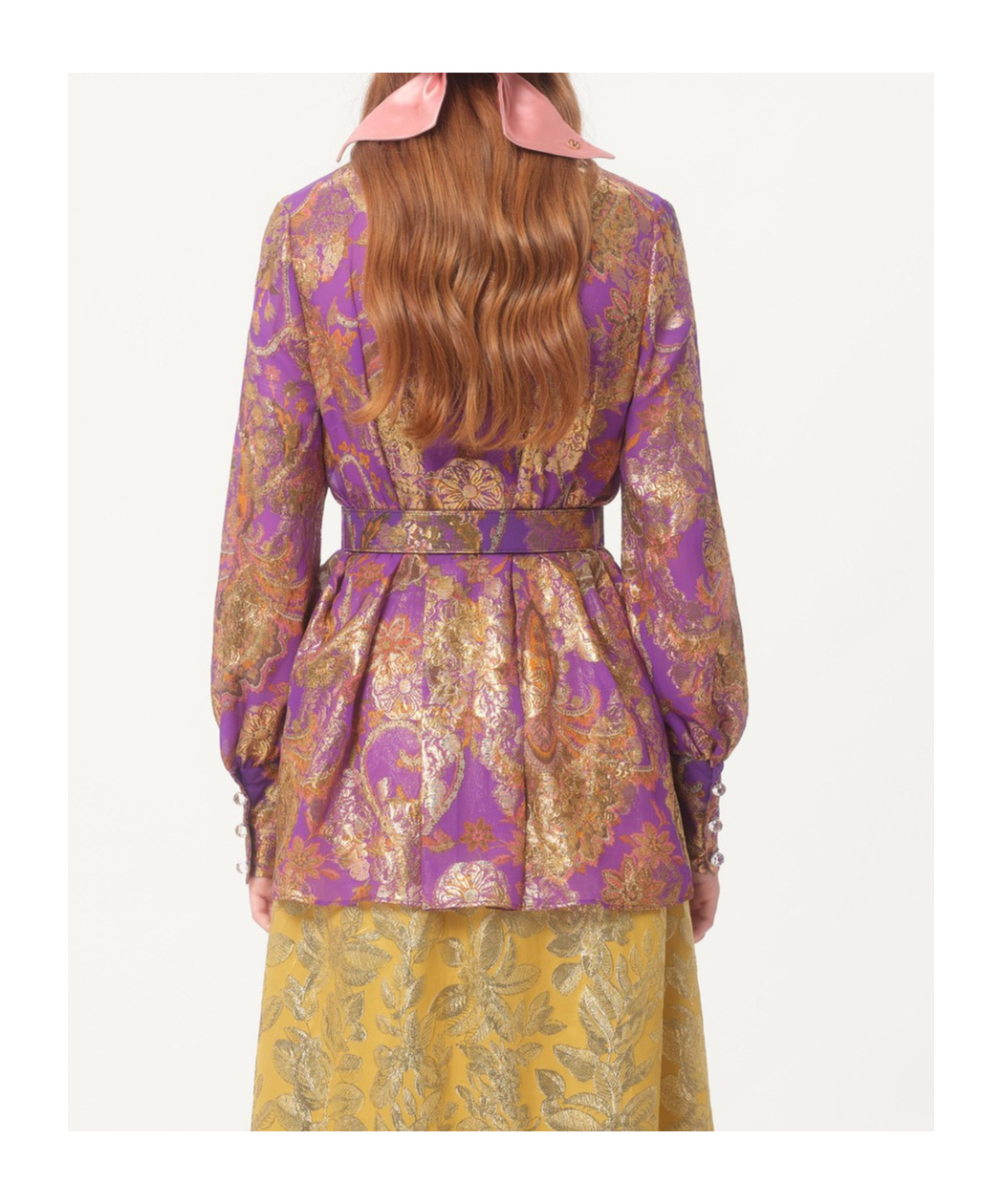 Valentino Silk-blend Floral-jacquard Blouse In Multicolor