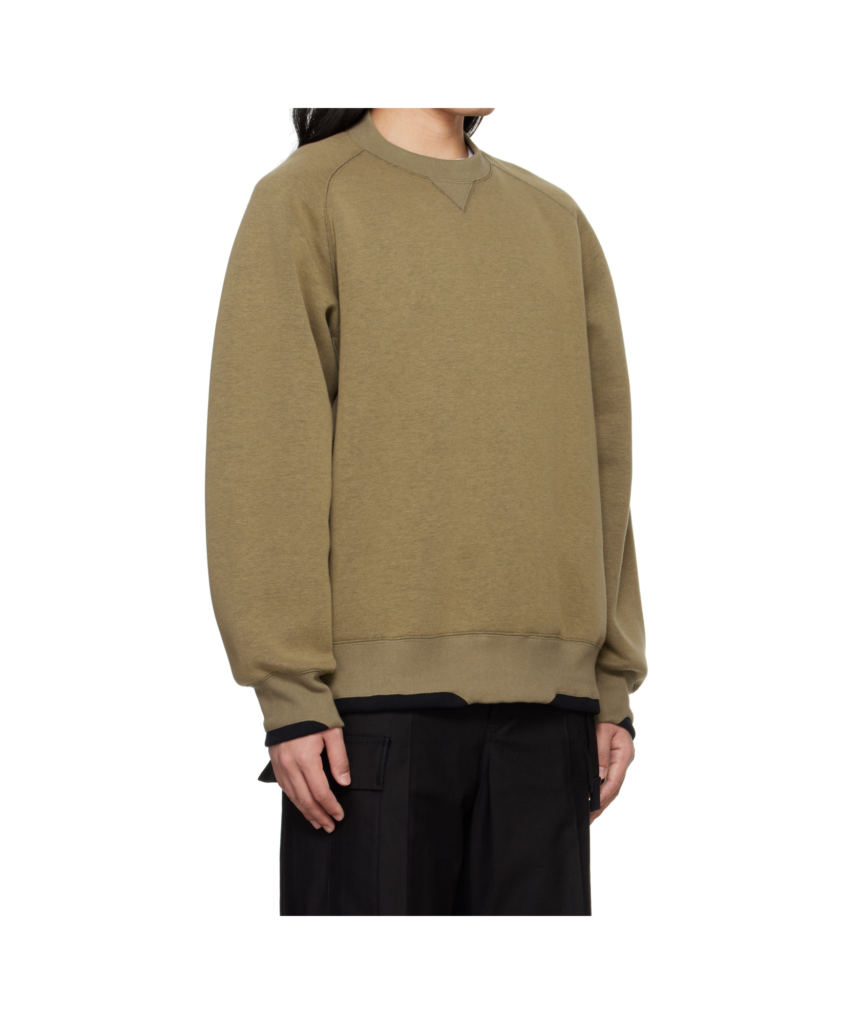Sacai Crew Neck Sweatshirt In Brown