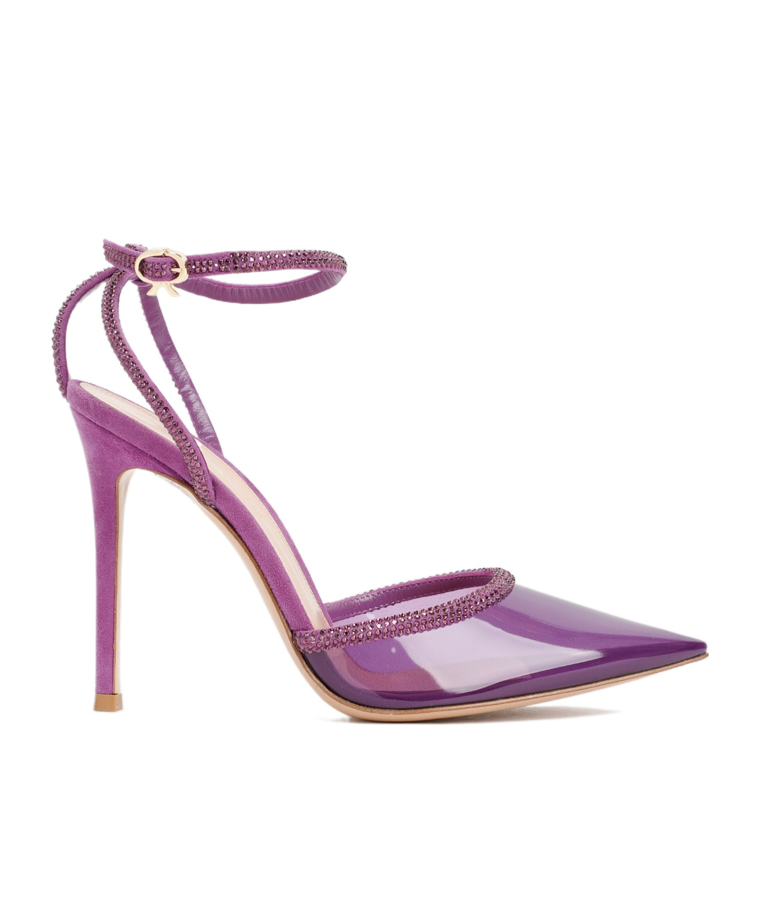 Gianvito Rossi 105 Crystal-embellished Plexiglass Pumps In Purple