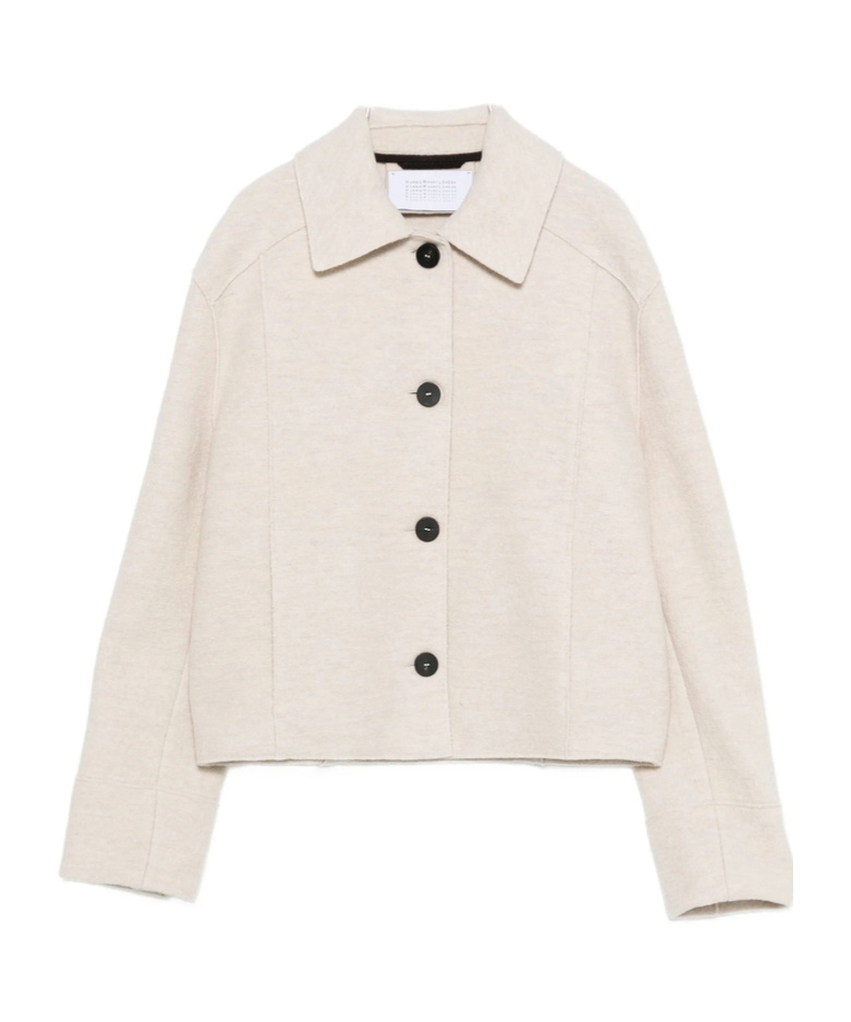 Harris Wharf London Button-front Cropped Jacket In White