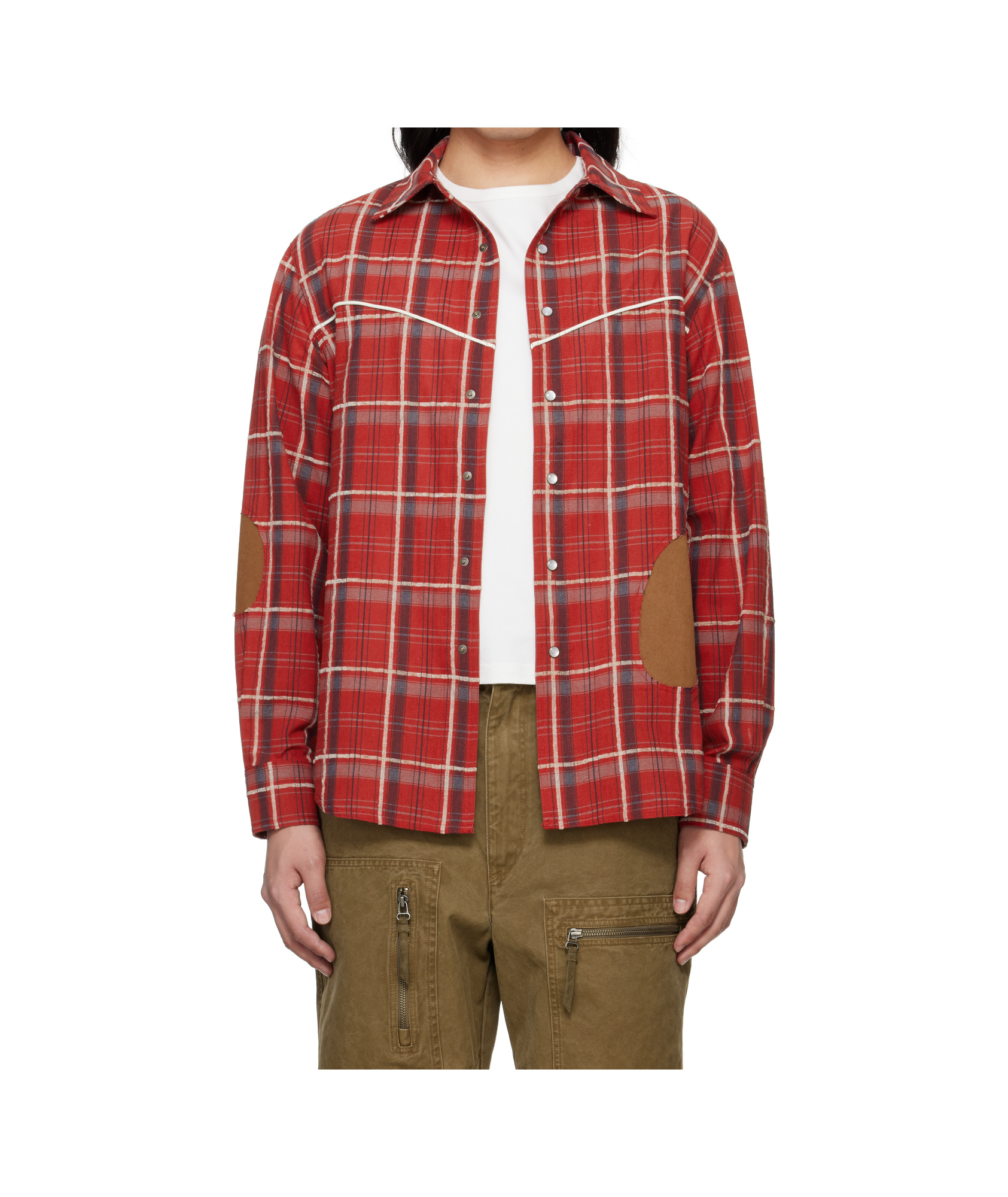 Andersson Bell Noah Patch Checked Shirt In Red