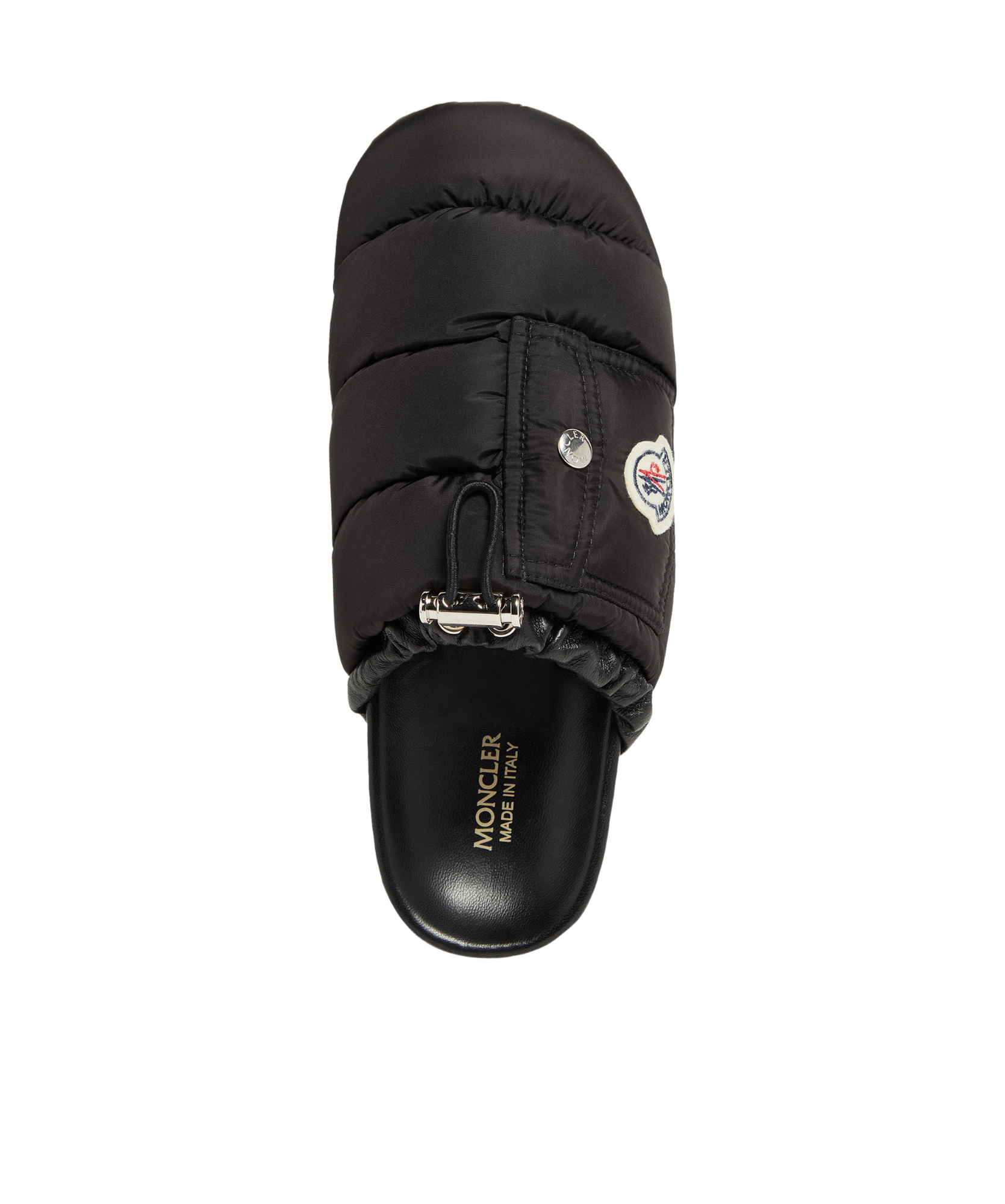 Shop Moncler Mon Pocket Padded Leather Mules In Black
