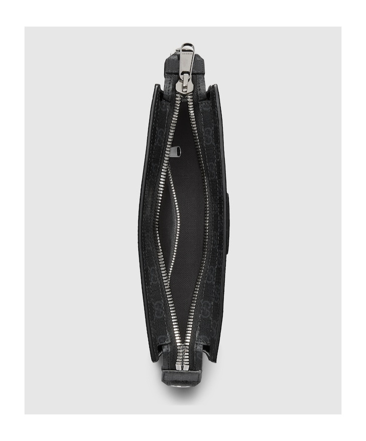 Gucci Super Mini Gg Leather Crossbody Bag In Black