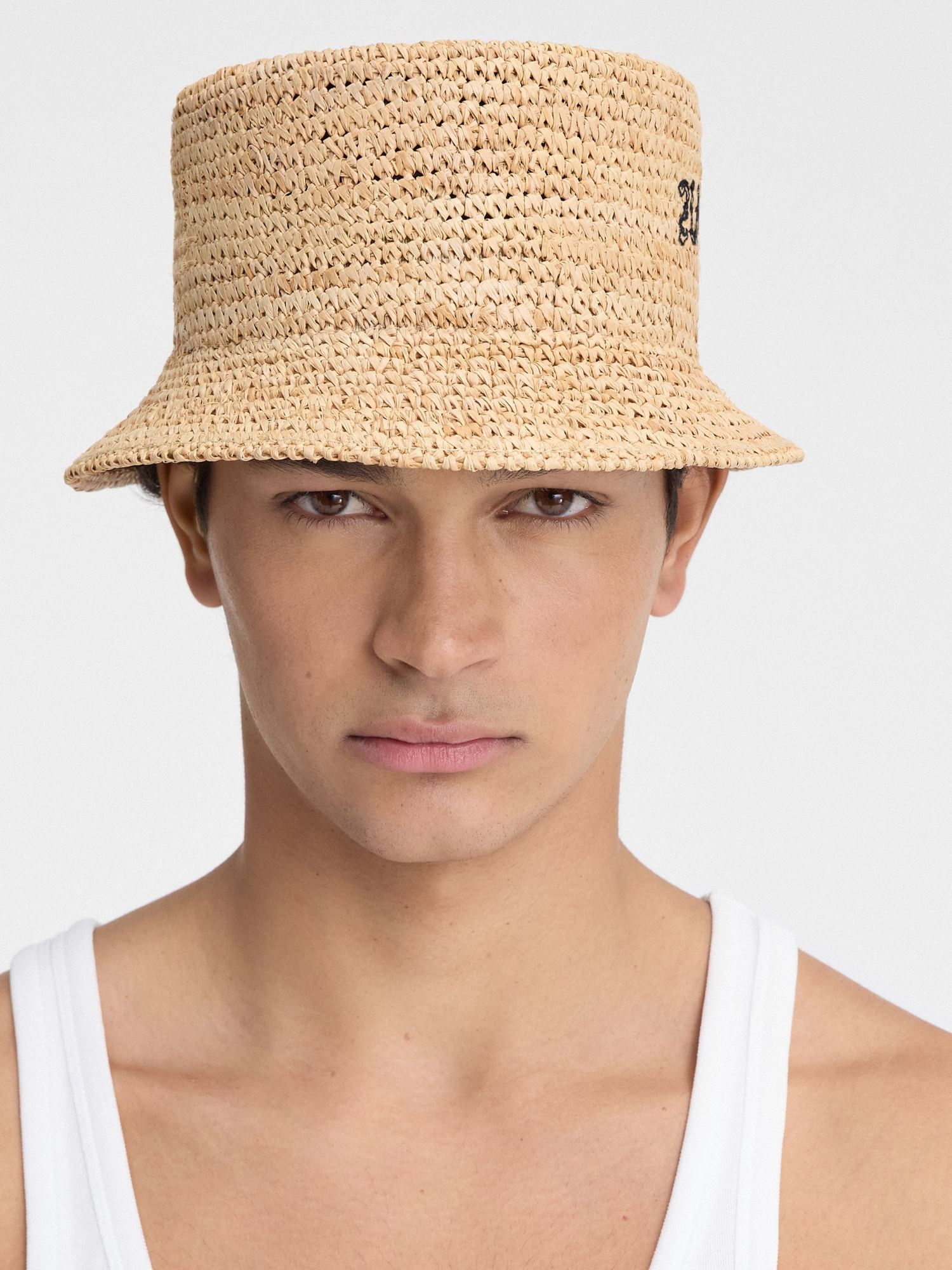 Jacquemus Le Bob Pesco Raffia Effect Bucket Hat In Nude