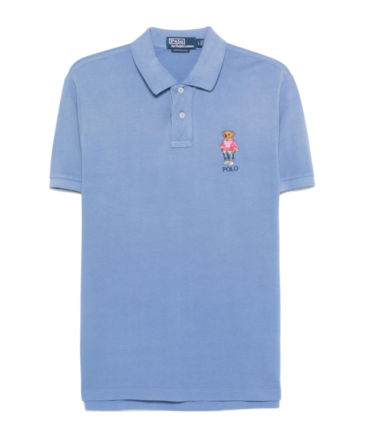 Polo Ralph Lauren Blue Polo Shirt With Classic Collar And Polo Bear Embroidery On The Front In Blue