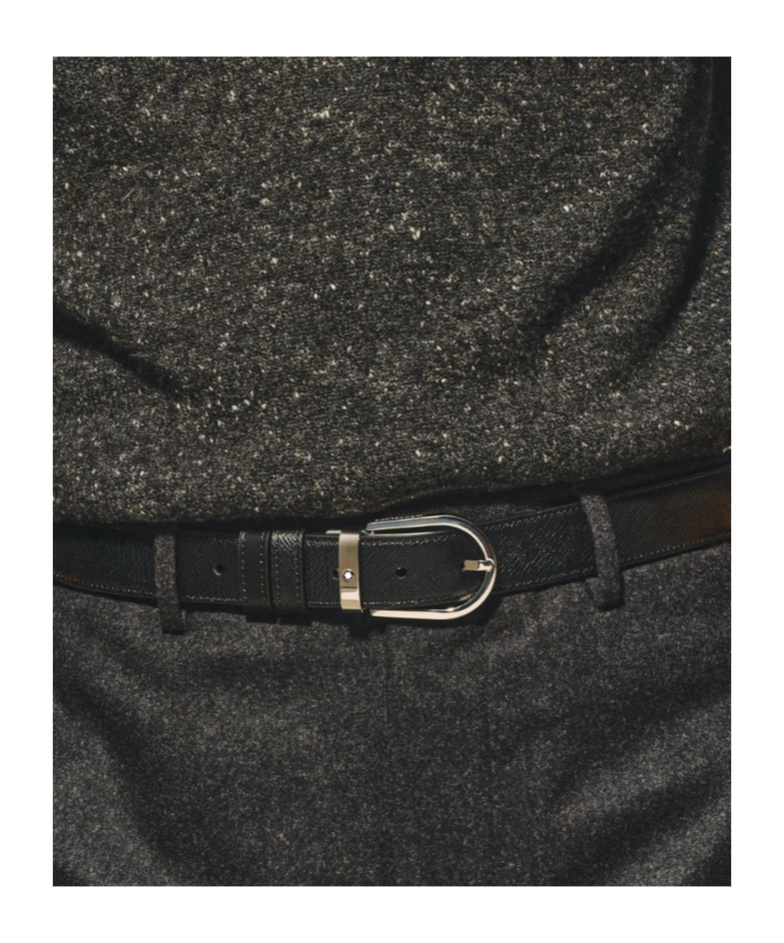 Montblanc Reversible Horseshoe Buckle Leather Belt In Black And Blue