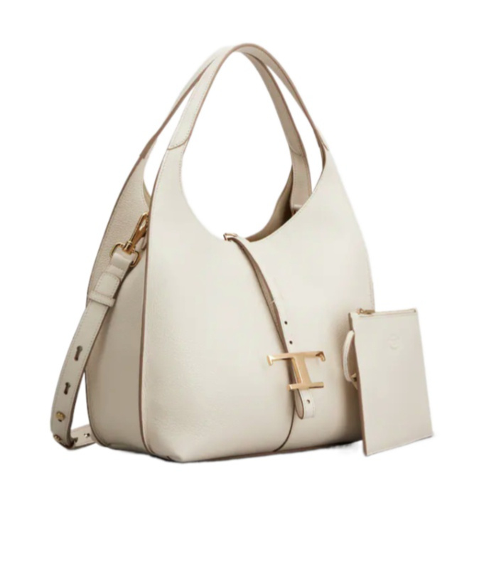 Tod's T Timeless Leather Small Shoulder Bag In White