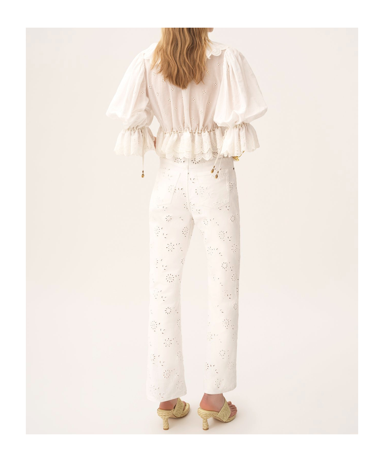 Chloé V-neck Ruffle Top In Cotton Voile In White