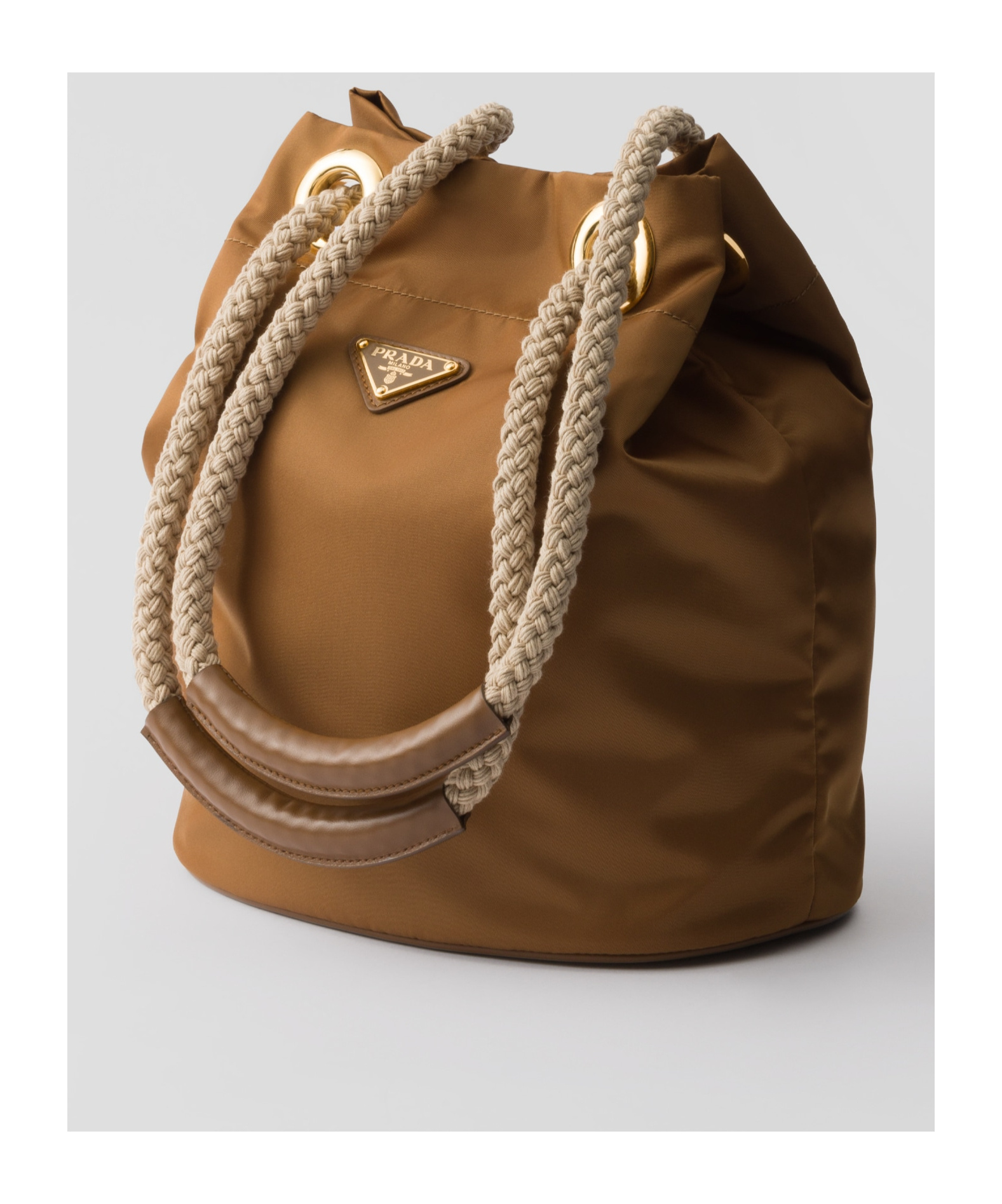 Prada Mariner Re-nylon Small Bucket Bag In Brandy