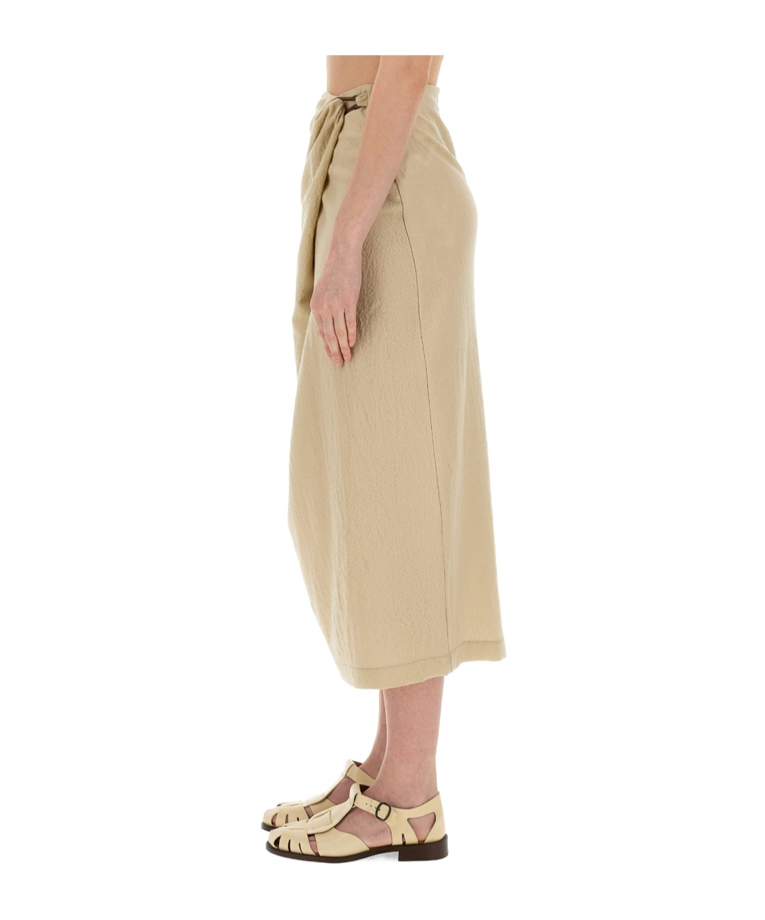 Alysi Wrap-effect Midi Skirt In Nude