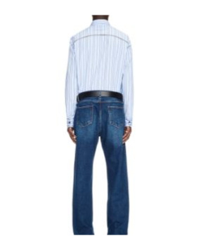 Off-white Gestreiftes Hemd Mit Reissverschlussdetail In Blue