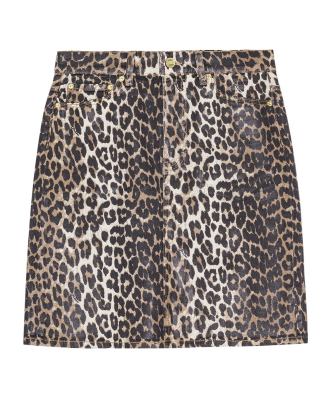Ganni Leopard-print Strapless Organic-cotton Top In Black
