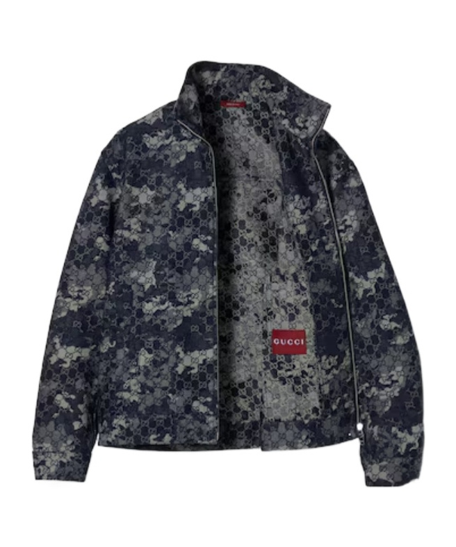 Gucci Gg Jacquard Denim Jacket In Black