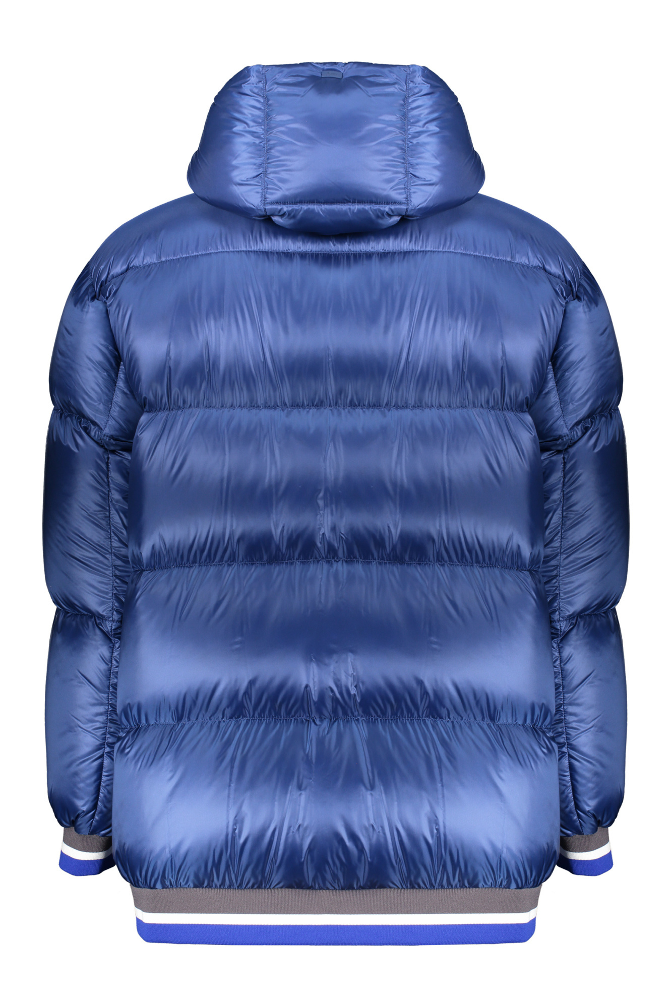 Herno Logo-patch Hooded Puffer Jacket In Blue