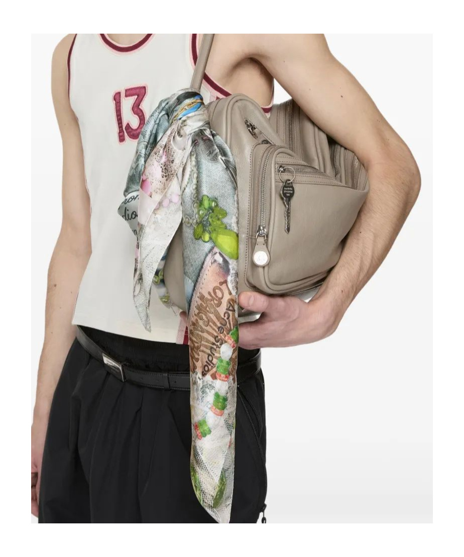Acne Studios Patchwork Pearl Scarf In White