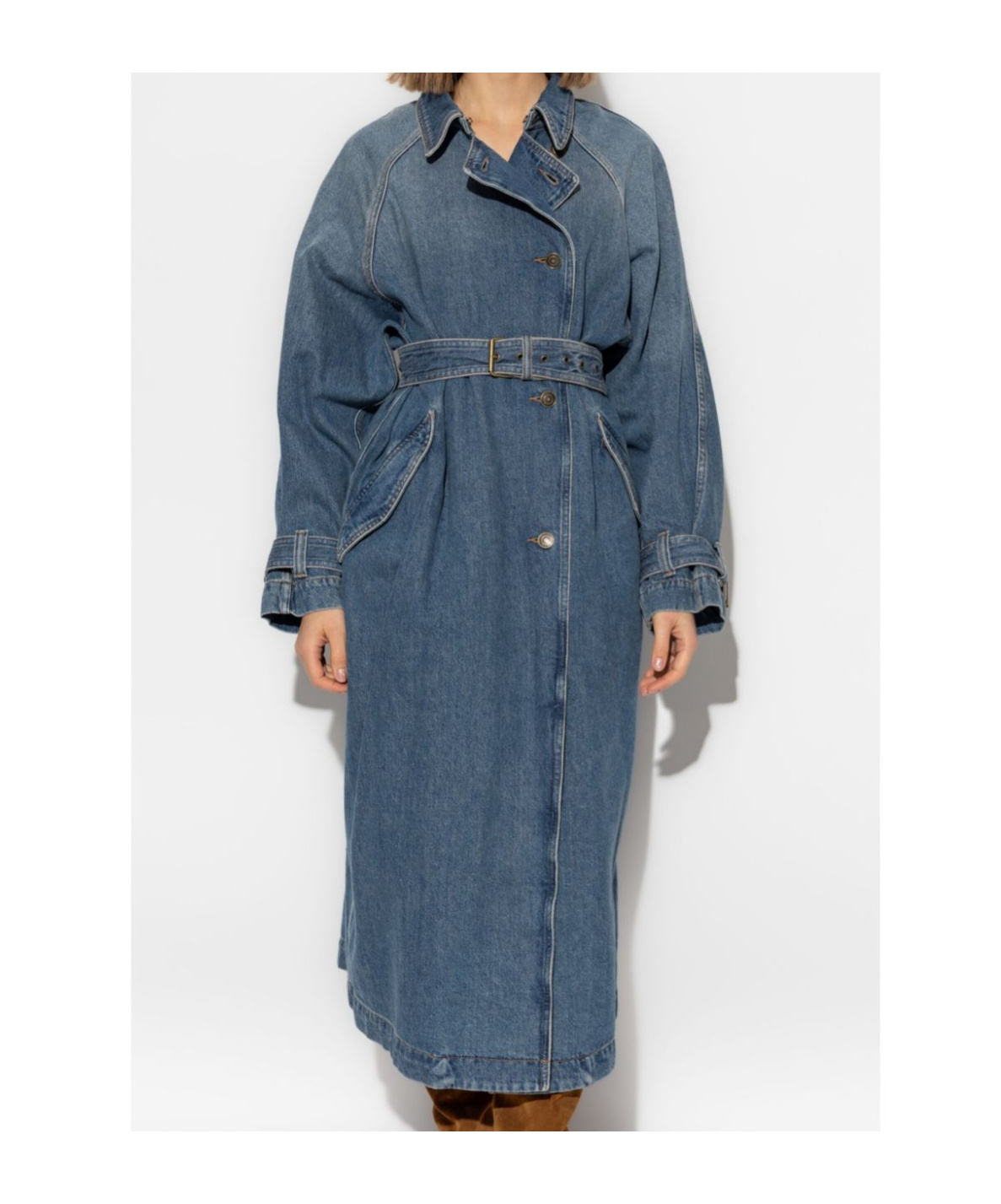 Isabel Marant Brekka Cotton Denim Trench Coat In Blue