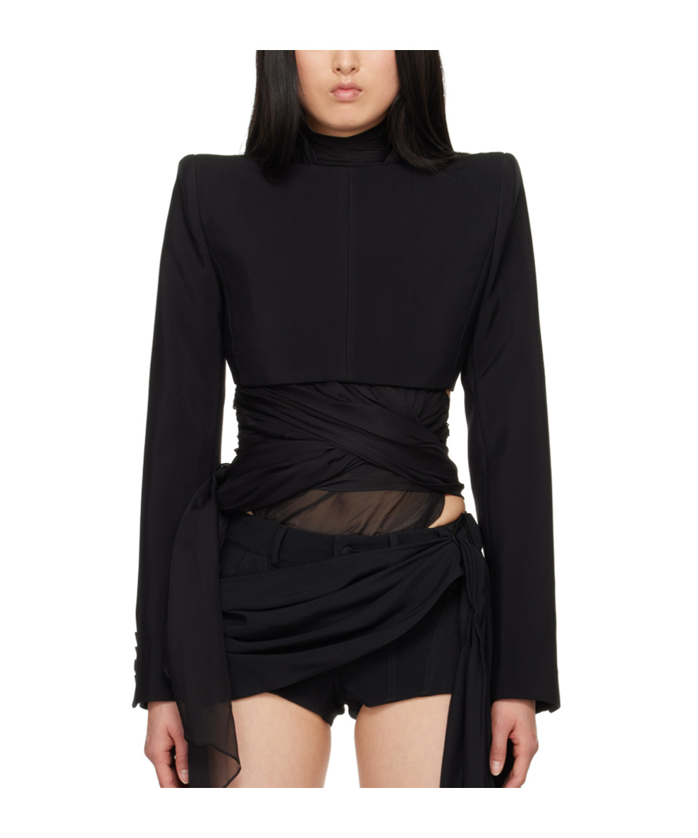 Mugler Backless Cropped Jacket In Black
