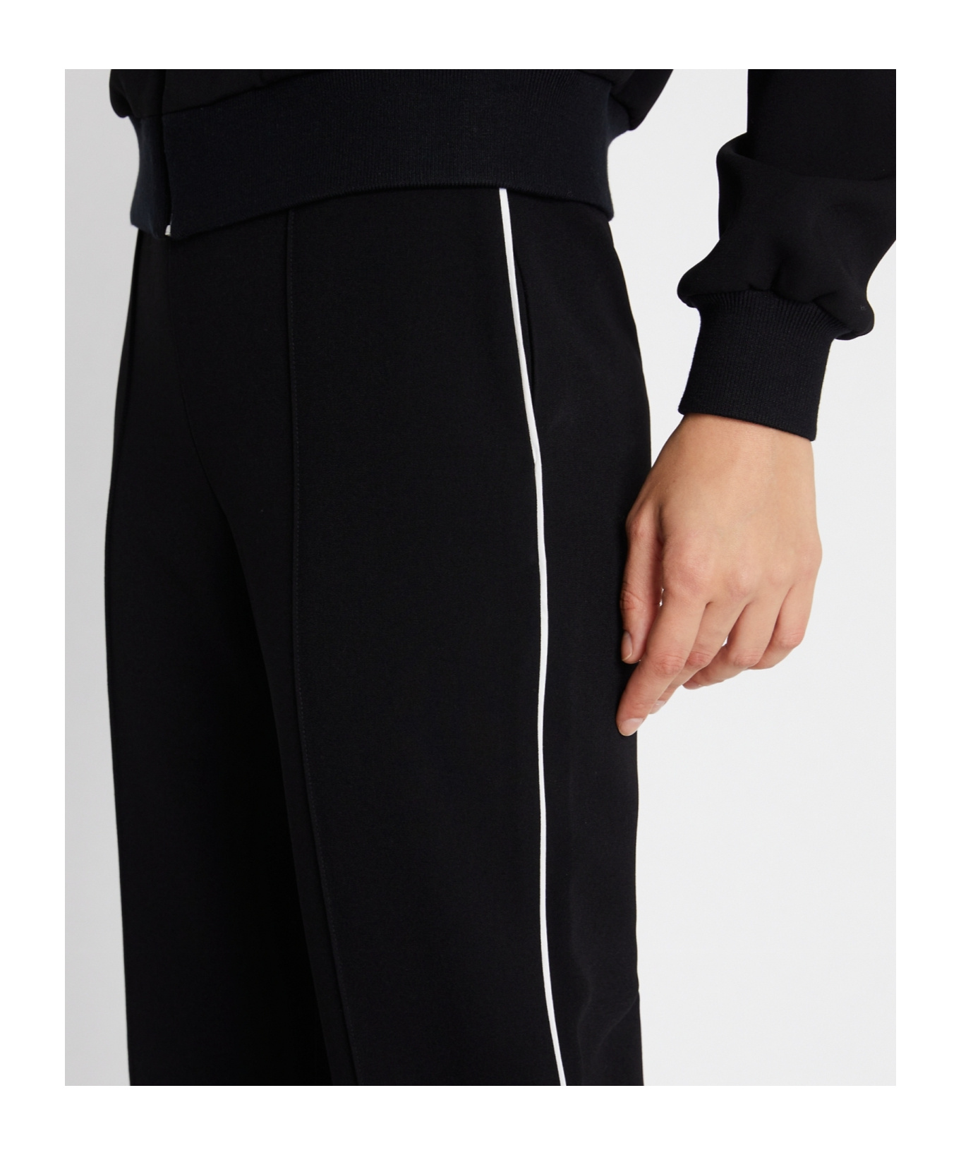 Shop Tory Burch Striped Flared Trousers In Black