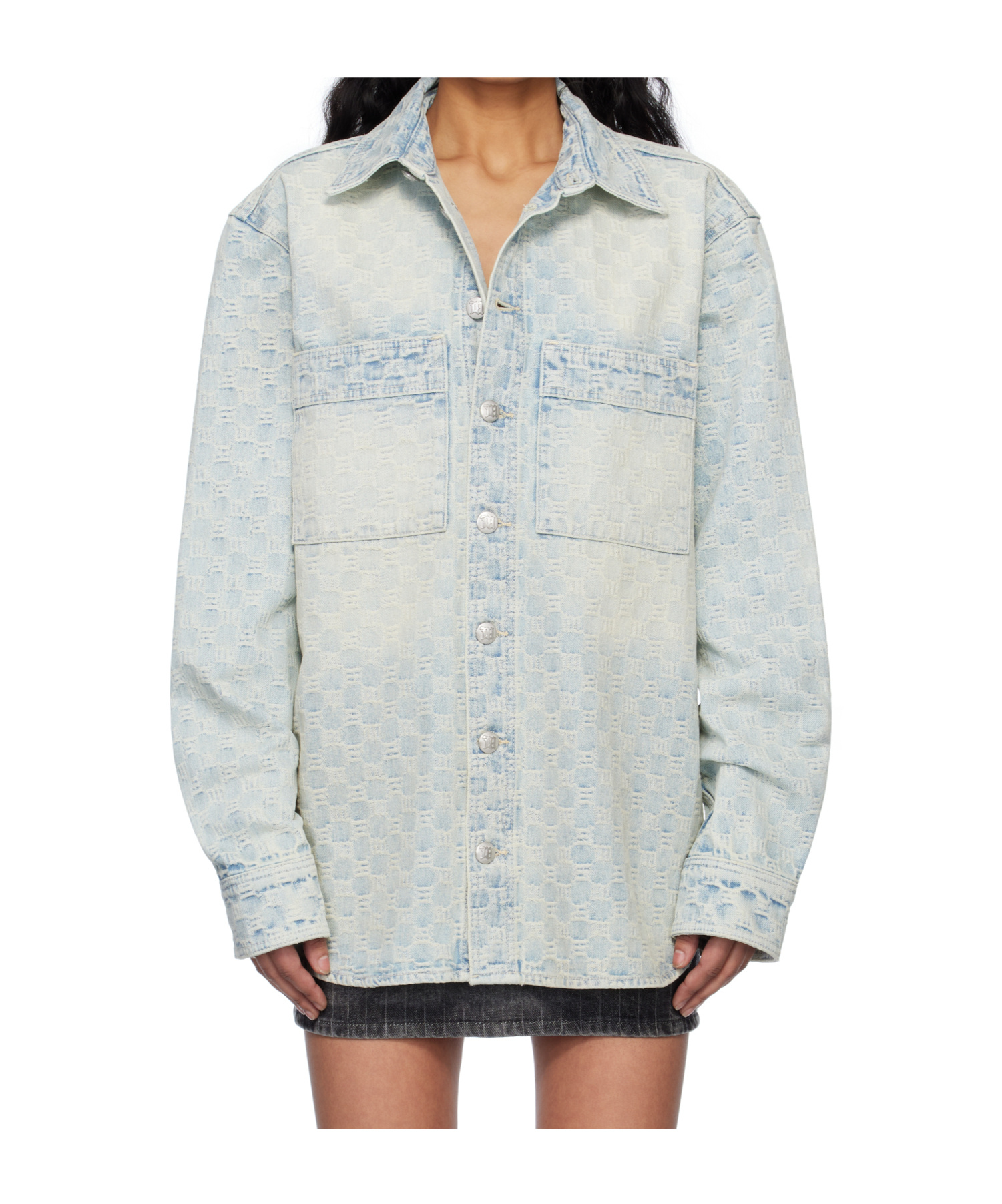 Misbhv Monogram Ocean Washed Denim Overshirt In Blue