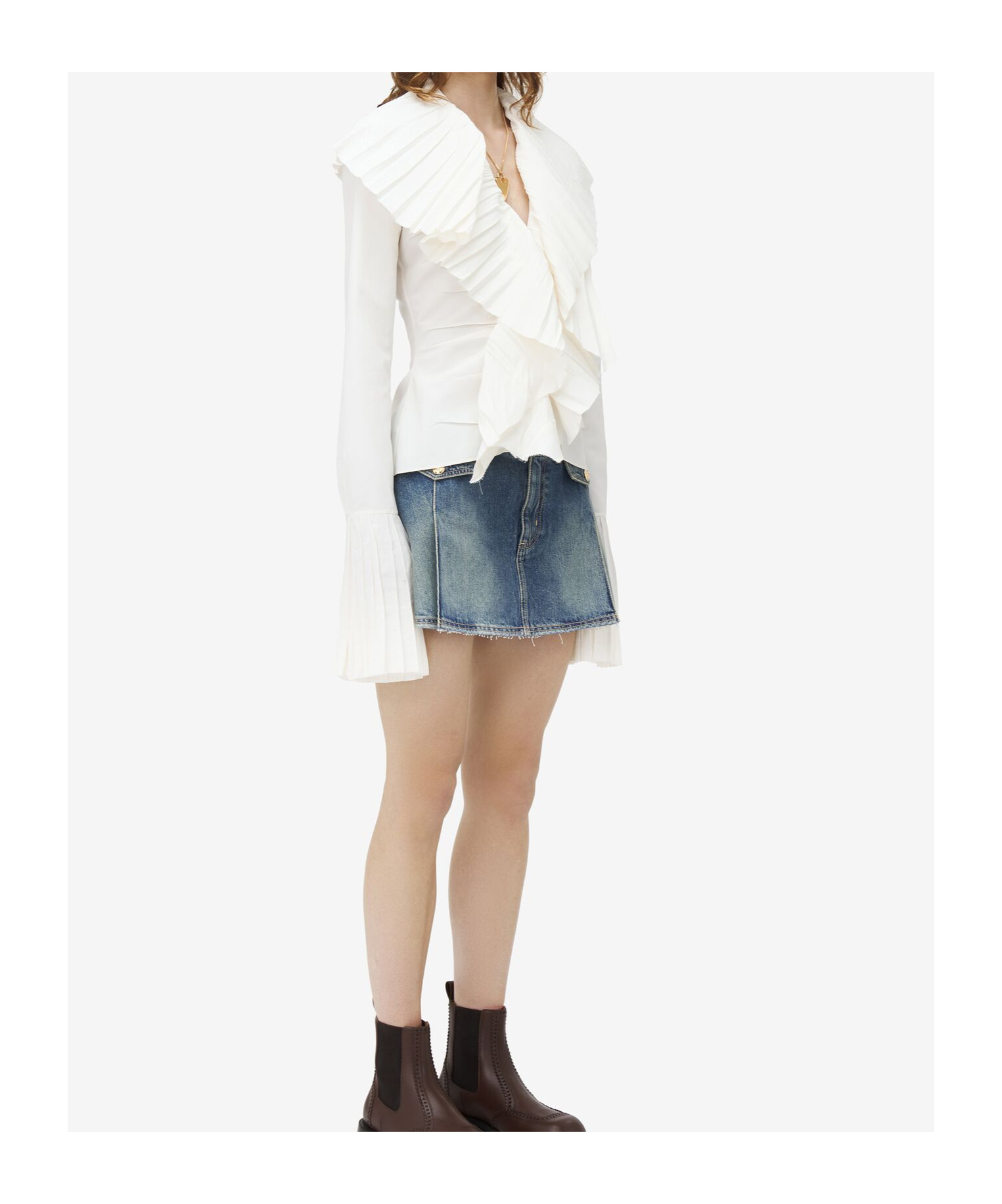 Alexander Mcqueen Pleated Shirt In White