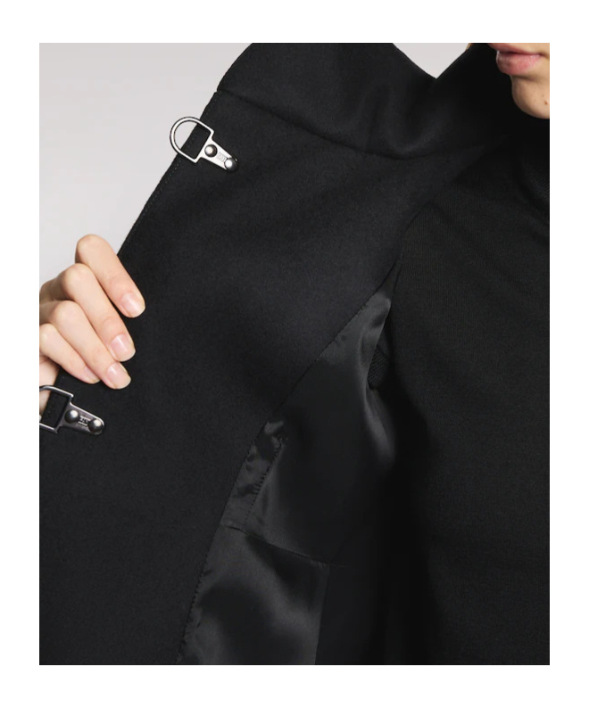 Fay Structured Black Coat With Stand-up Collar And Toggle Closures In Black