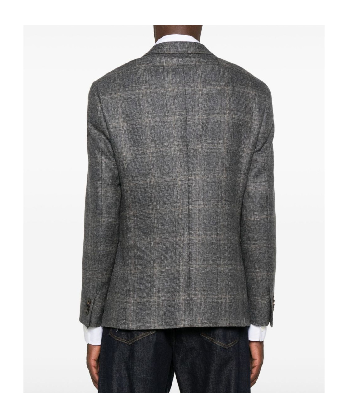 Corneliani Tailored Checkered Grey Blazer With Notch Lapels In Gray