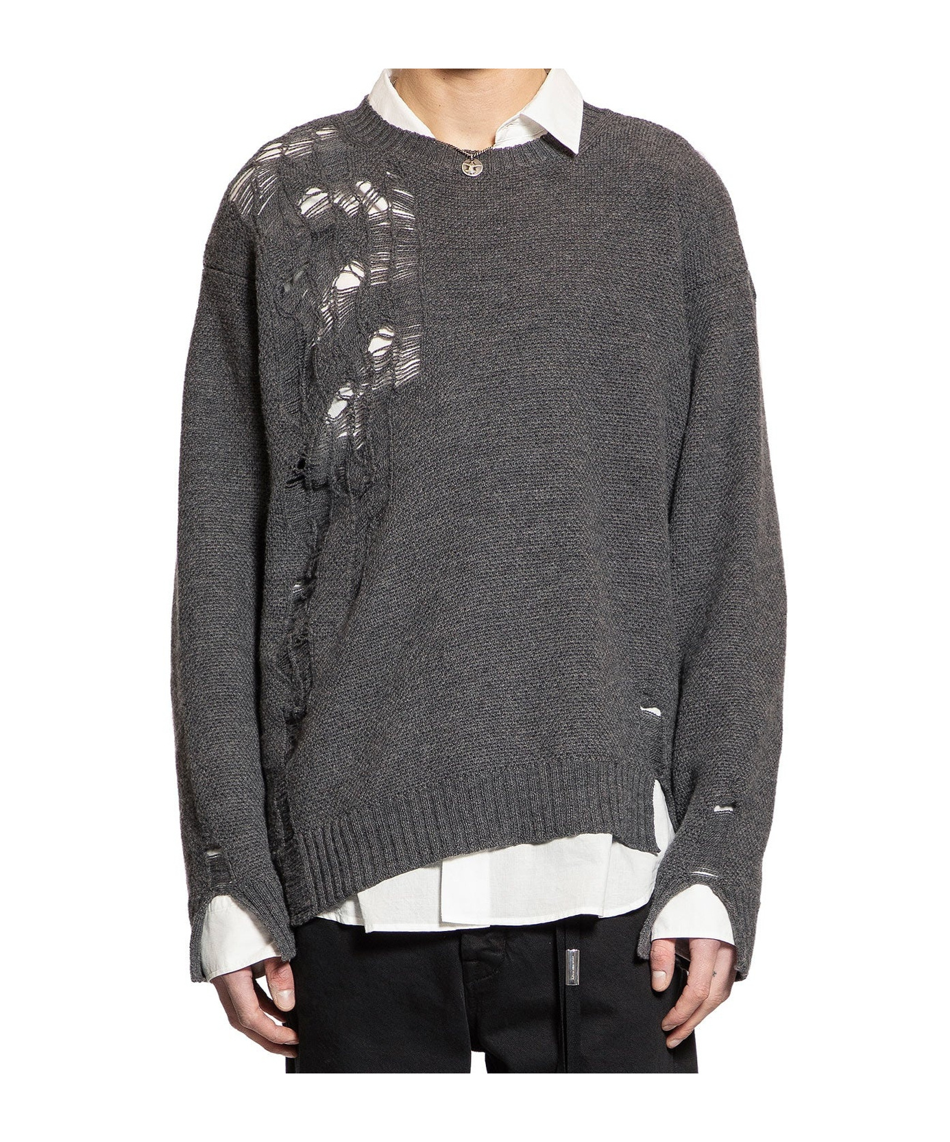 Ann Demeulemeester Long-sleeved Sweater In Gray