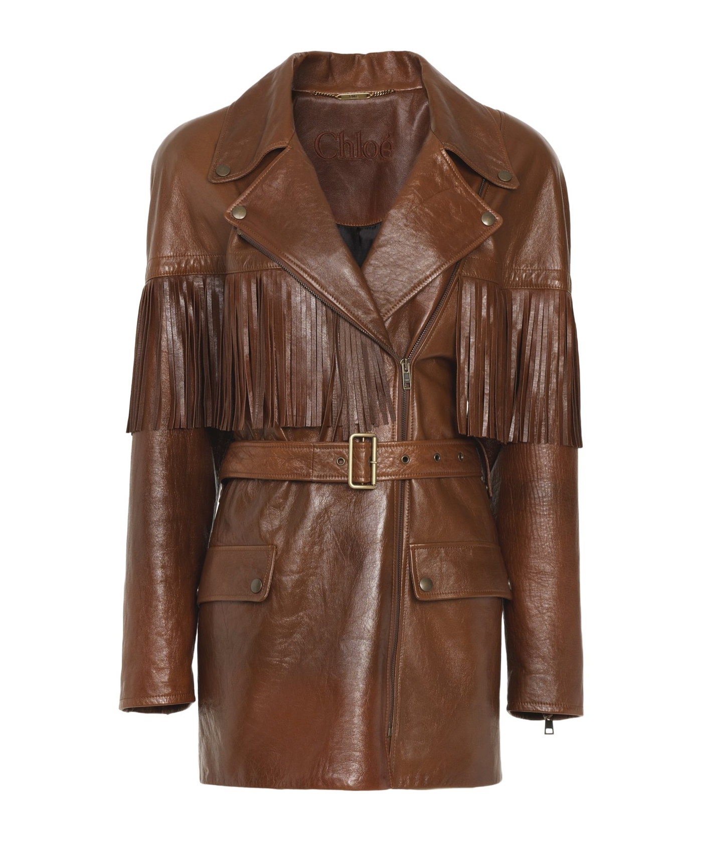 Chloé Belt Tassel Jacket In Brown
