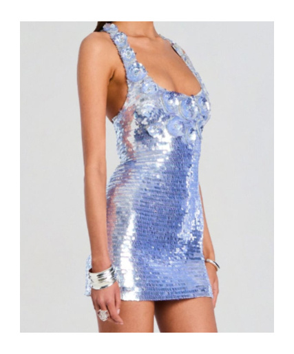 Retroféte Joanne Sequin-embellished Dress In Blue