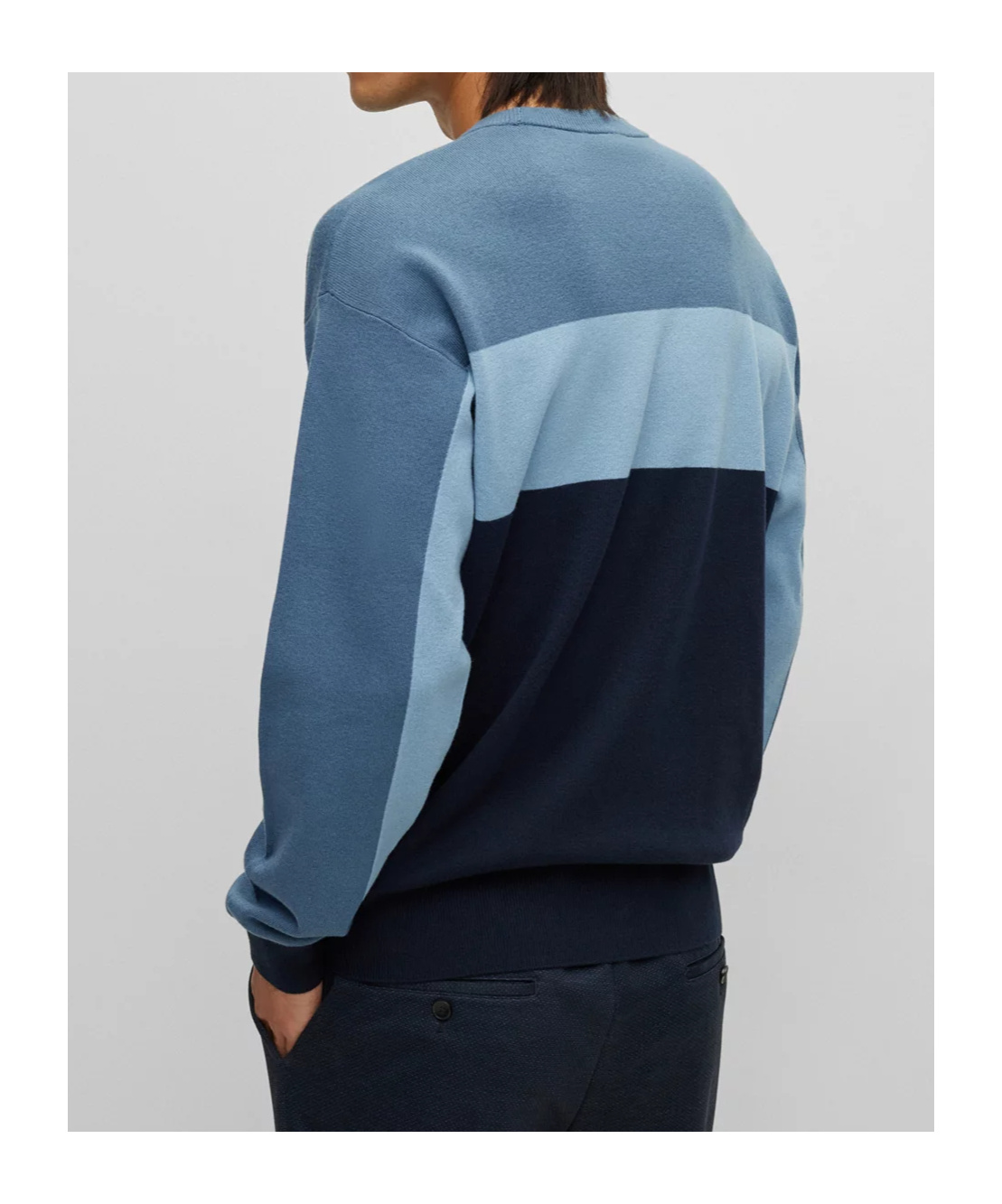 Hugo Boss Colour-block Knitted Sweater In Blue