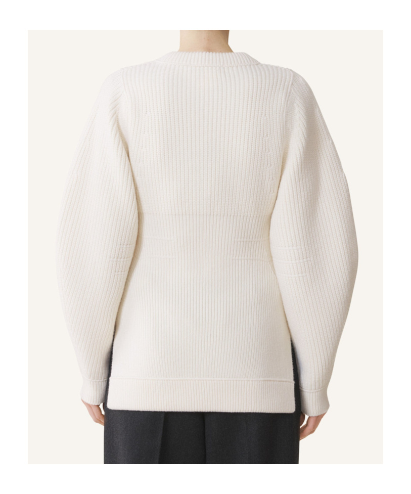 Lanvin Ribbed Button Cardigan In White