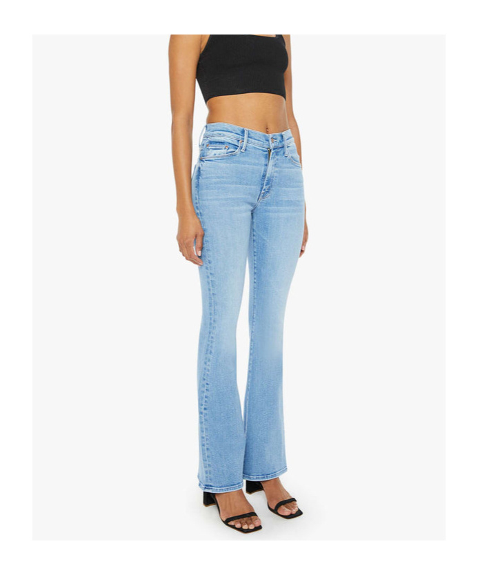 Mother Womens Horseback To Quarterback The Doozy Flared Straight-leg Mid-rise Stretch-denim Jeans In Blue