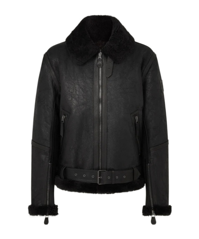 Belstaff Fur-collar Zip-pocket Leather Jacket In Black