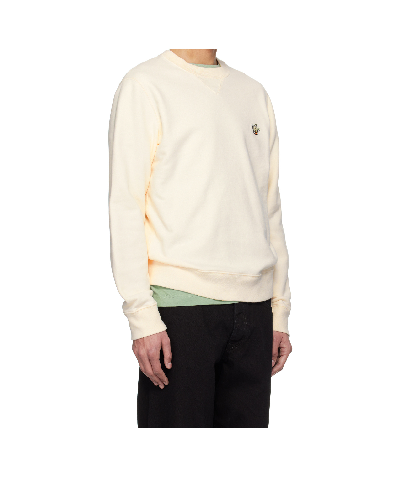 Maison Kitsuné Off-white Barista Fox Patch Regular Sweatshirt In White