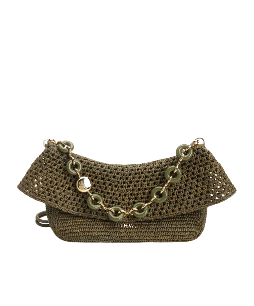 Loewe Medium Ola Shoulder Bag In Raffia And Calfskin
